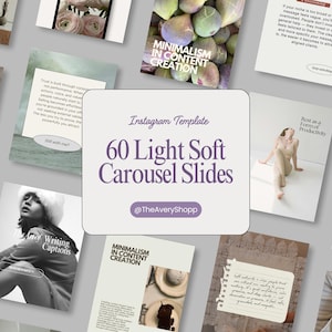 60 Light Carousel Slides | Canva Instagram Templates | Soft Minimal Carousel | Coaching Business | Social Media Marketing