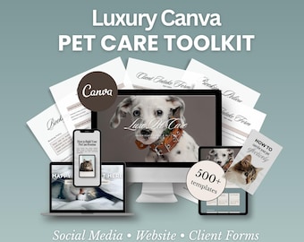 Kit de ferramentas para cuidados com animais de estimação e veterinária, posts para Instagram, stories, modelos para clínicas veterinárias, kit de identidade visual para cuidados com animais, site veterinário, lista de preços