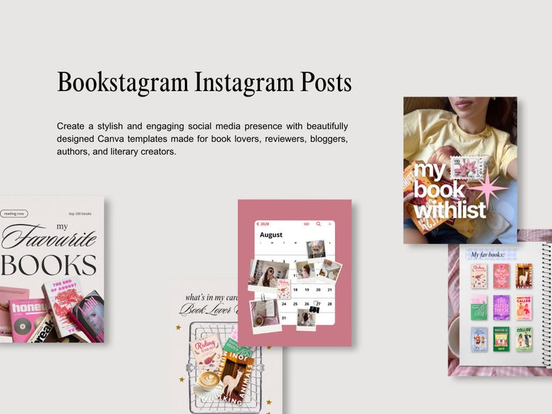 Plantillas para publicaciones de Bookstagram en Instagram, publicaciones acogedoras para lectores en iOS, publicaciones para amantes de los libros en Canva, contenido para diarios de lectura, kit para bloggers literarios imagen 2