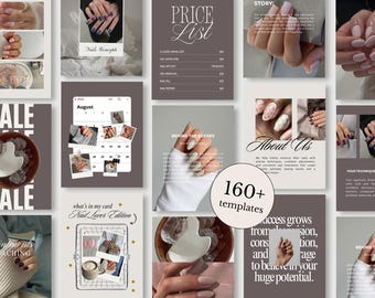 Nageldesigner Instagram Post Vorlagen, Nagelstudio Canva Posts, Nageltechniker Content Kit, Maniküre Marketing Vorlagen, Beauty Social Media