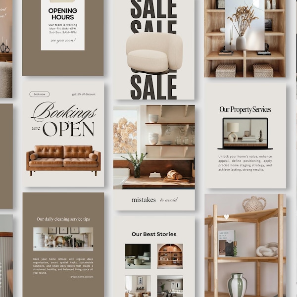 Home Stager Instagram Post Templates, Home Staging Marketing, Interior Styling Social Media, Realtor Content, Organizer Posts