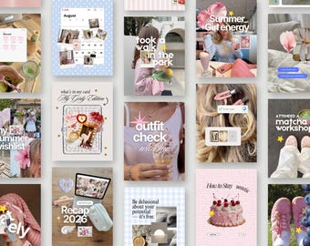 Viral Instagram Post Templates, Whimsical Posts, Girly Pink Content Creator Kit, Digital Marketing Templates, Influencer Social Media Pack
