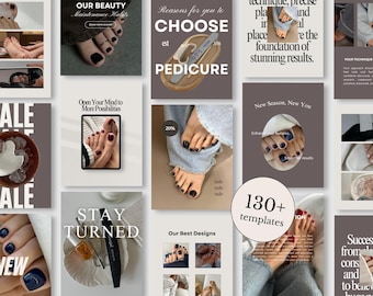 Pediküre Instagram Posts, Nagelstudio Canva Vorlagen, Fußpflege Social Media, Beauty Salon Vorlagen, Spa Pediküre Content, Nail Tech Posts