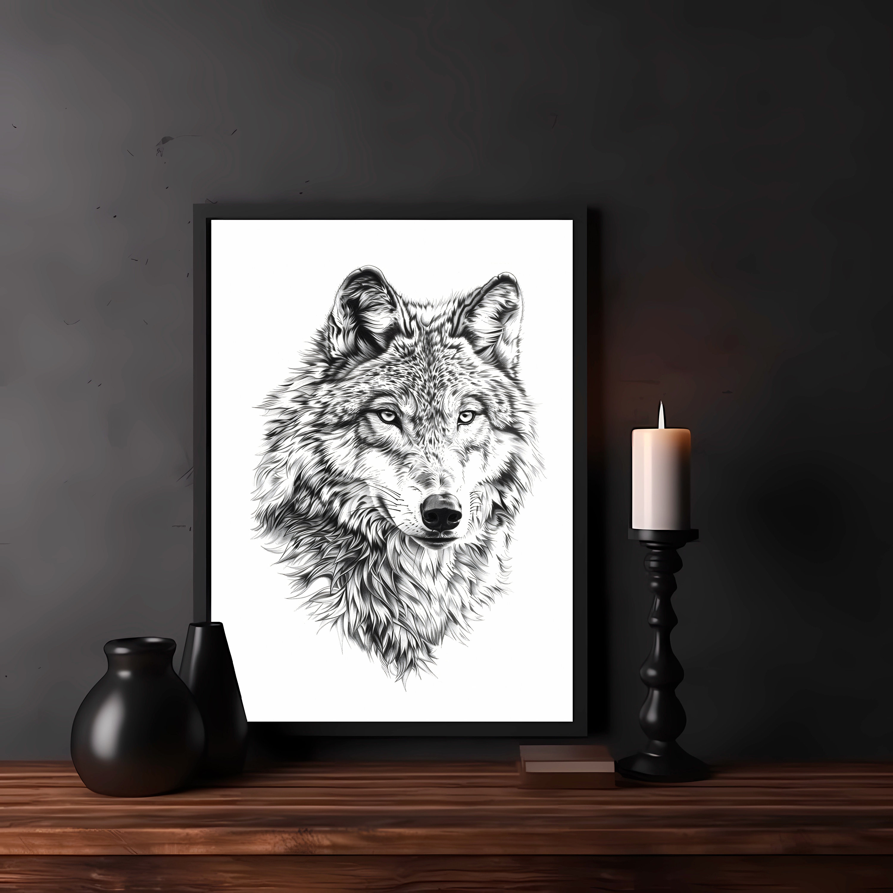 PRINTABLE Wolf Poster, Digital Wolf Print, Minimalist Sketch Style ...