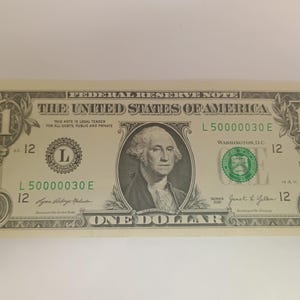 Fancy Serial Number Six of a Kind Trinary 2021 U.S. Circulated U.S. One Dollar Bill