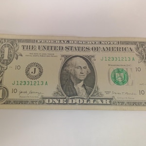 Fancy Serial Number Trinary Bank Note 2017 U.S. Circulated U.S. One Dollar Bill
