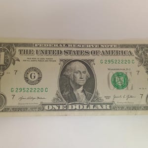 Fancy Serial Number Five of a Kind 2021 U.S. Circulated U.S. One Dollar Bill