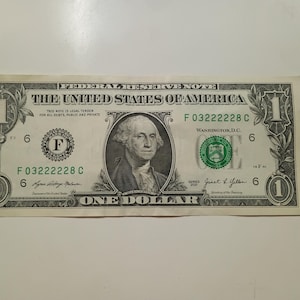 Fancy Serial Number Five of a Kind 2021 U.S. Circulated U.S. One Dollar Bill