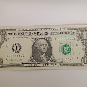 Fancy Serial Number Low Number 2021 U.S. Circulated One Dollar Bill