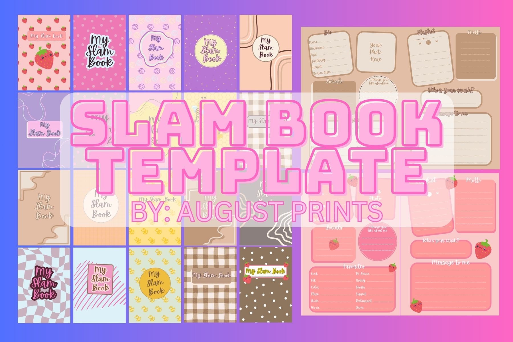 Aesthetic Slam Book Template DIY Printable Etsy Aesthetic Slam Book Template DIY Printable Etsy