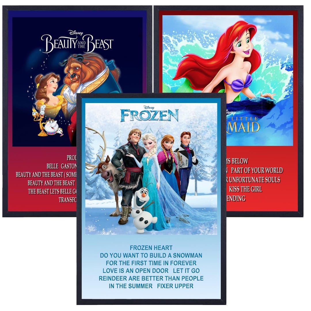 Frozen Little Mermaid Beauty and the Beast Soundtrack Album Wall ...