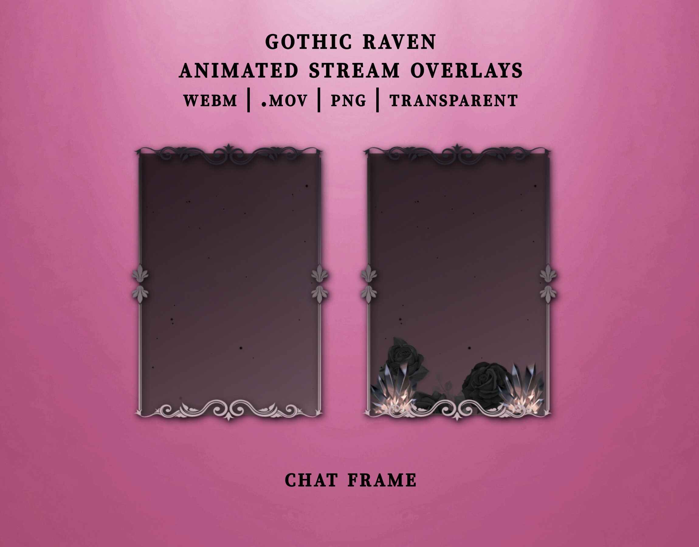 Gothic Pink Animated Stream Screen Overlays, Twitch Pack, Vtuber ...