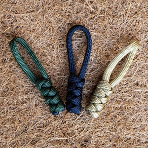 Set of 5 Survival Paracord Zipper pulls Bushcraft gear keychain Custom color cord bag zipper pendant Durable Snake knot bag accessory zdjęcie 1