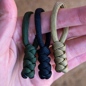 Set of 5 Survival Paracord Zipper pulls Bushcraft gear keychain Custom color cord bag zipper pendant Durable Snake knot bag accessory zdjęcie 9