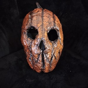 Wither-Grin Mask, Pumpkin Mask V.2 Paper Mache Mask Halloween Mask