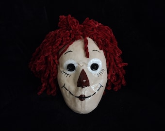 Vintage Rag Doll Mask: Paper Mache Halloween Costume