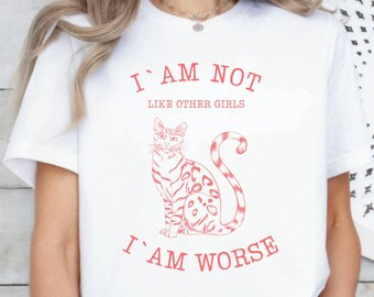 Mädchen  Tshirt Süsse Katze für Sommer, Cooles Feminismus tshirt für JGA und Brautjungfer Party mit lustigem Spruch oder als Geschenk