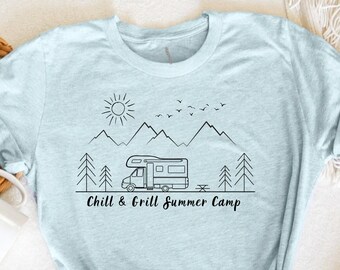 Camping und Hiking T shirt für Wanderlustige und Natur Liebhaber oder als Geschenk für Outdoor Wohnmobil  Camper Fans