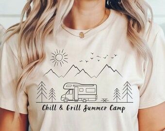 Camping und Hiking T shirt für Wanderlustige und Natur Liebhaber oder als Geschenk für Outdoor Wohnmobil  Camper Fans