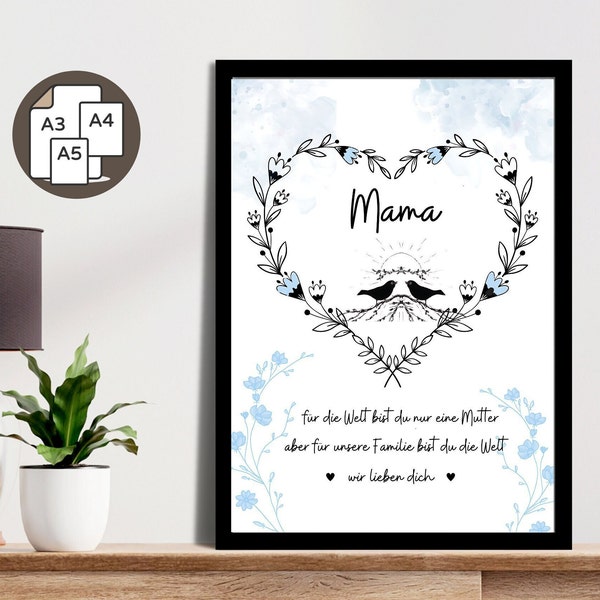 Mama  Muttertag Poster Digital Druck Geburtstag Geschenk für Muttertag Download Familie Poster Muttertagskarte