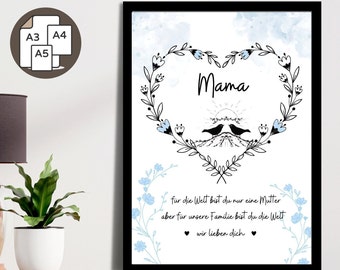 Mama  Muttertag Poster Digital Druck Geburtstag Geschenk für Muttertag Download Familie Poster Muttertagskarte