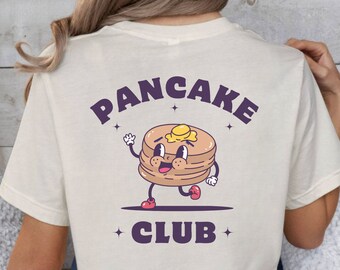 Pancake Cub Tshirt, Pfankuchen lustiges tshirt,Ästhetik Boho Retro Vintage Geschenk für Freundin oder Frau,Grafik-T-Shirt Grunge Hippie