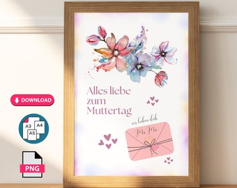 Muttertag Poster Mama Digital Druck Geburtstag Geschenk für Muttertag Sofort Download,Familie Poster Muttertagskarte Printable