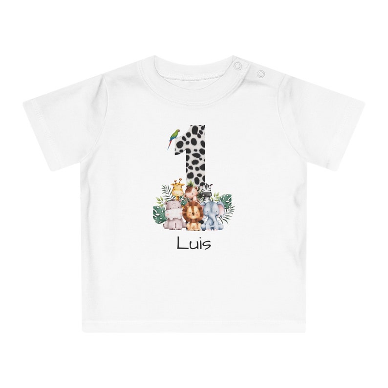 Geburtstag Baby Dschungeltiere T Shirt personalisiert Geburtstagkind personalisierbares Tshirt Dschungel Löwe Elefant mit Name Bild 7
