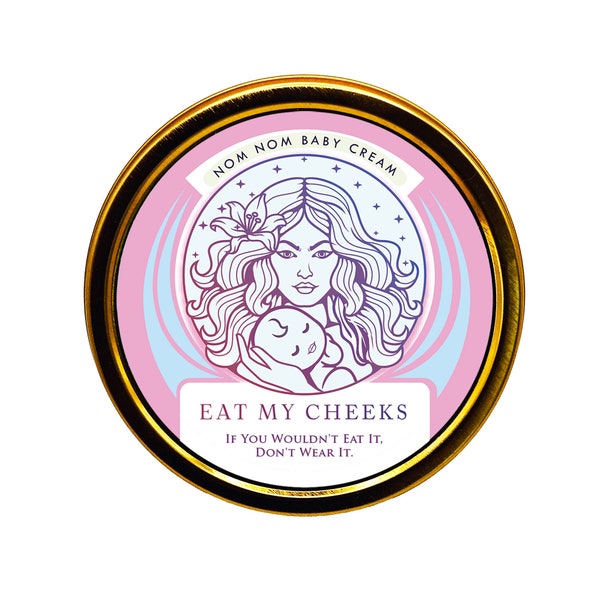 Eat My Cheeks Nom Nom Baby Cream - Natural Tallow and Shea Moisturizer for Delicate Skin, Eczema and Diaper Rash Relief - 3.0 oz