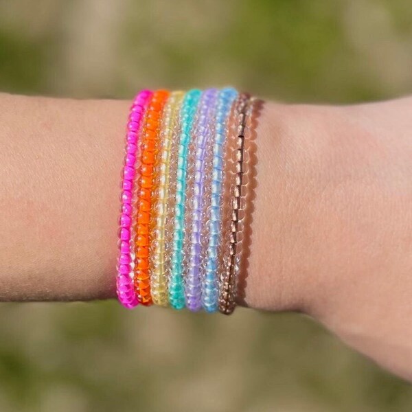 Pastel Stackable Bracelets, Fun Unisex Gifts, Adult Stretchy Jewelry, Kids Jewelry, Pastel Birthday Party Favors, Colorful Bridesmaid Gifts