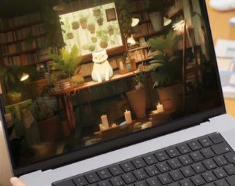 Paquete de fondos de pantalla de gatos de anime: gatos inspirados en Studio Ghibli. Fondo de pantalla ultraancho para teléfono, computadora y tableta. Más de 20 fondos de pantalla lo-fi.