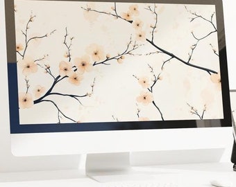 Fondo de pantalla de flor de cerezo / Fondos de escritorio ultra anchos y 4K / Estética minimalista neutra floral para teléfono / Descarga instantánea