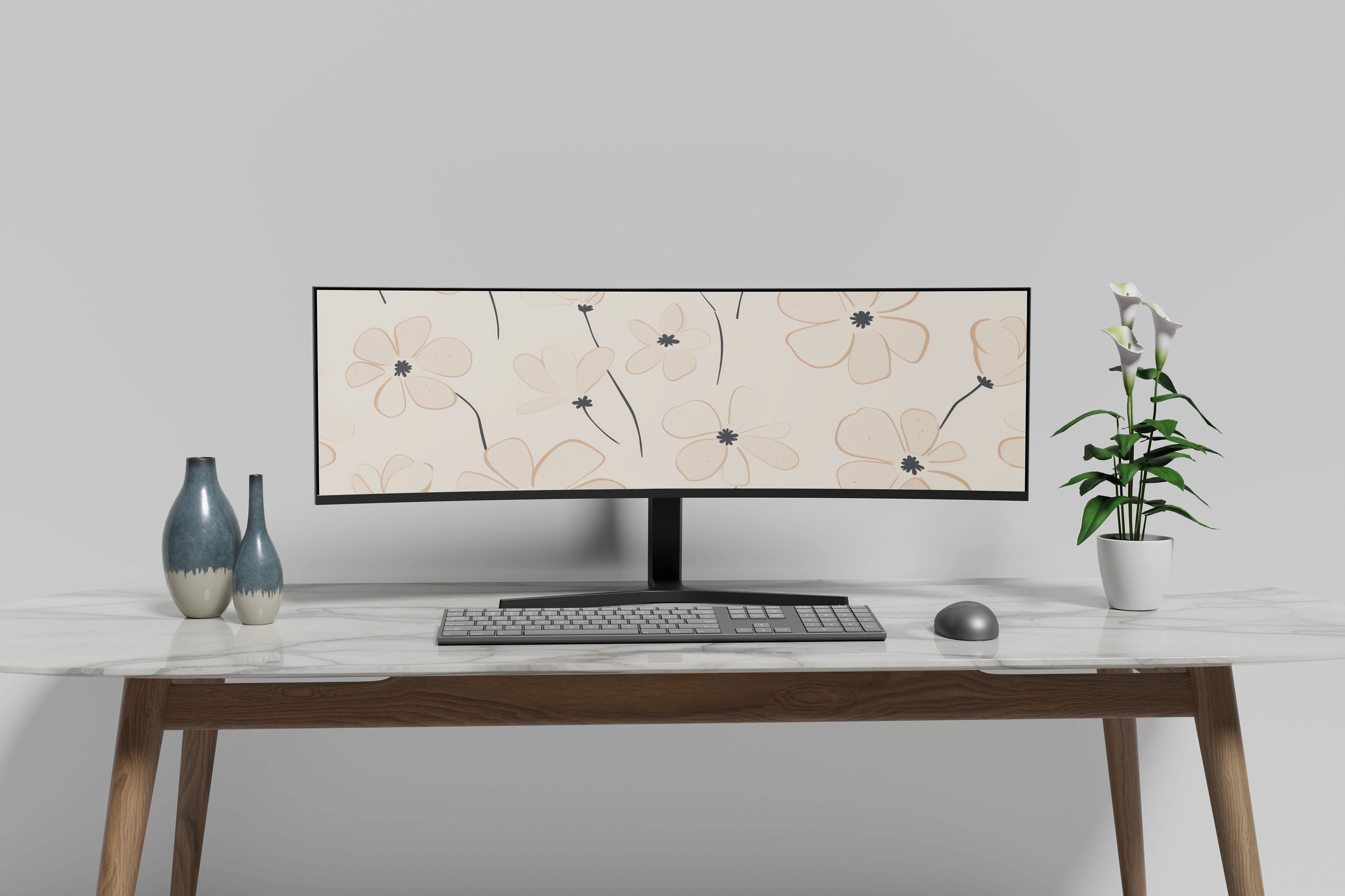 Aesthetic Desktop Wallpaper | Ultrawide Desktop Wallpaper Floral ...