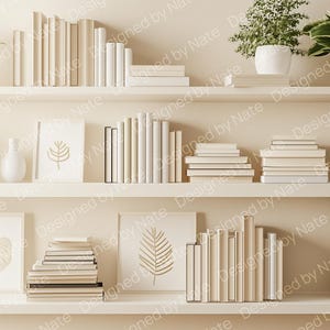 Neutral Beige Shelf Zoom Background | Minimalist Natural Virtual Background for Zoom Meetings, Teams, Skype and Streaming - Digital Download