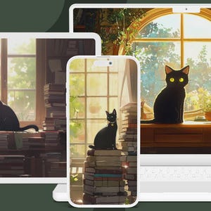 Anime Buch Katzen Wallpaper Bundle - Studio Ghibli inspirierte Lofi Katzen | 80+ 4K Wallpapers für Desktop, Telefon & Ultraweitwinkel - Anime Wallpaper