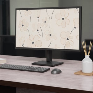 ästhetik Desktop Wallpaper | UltraWide Desktop Wallpaper Floral Neutraler Minimalist Laptop Hintergrund | Sofort Download