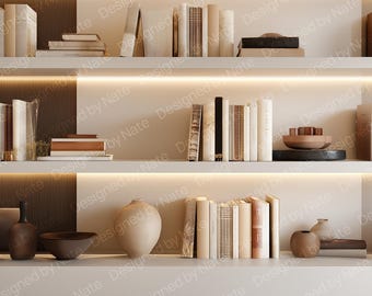 Neutraler Bücherregal-Zoom-Hintergrund Terrakotta, erdige minimalistische virtuelle Kulisse für Zoom, Teams, Treffen und Tracking - Digitaler Hintergrund