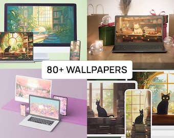 Más de 80 fondos de pantalla de Studio Ghibli para ordenador, teléfono y ultraancho / Paquete de fondos de pantalla de gatos de anime de Lofi Cats / Fondo de pantalla de anime inspirado