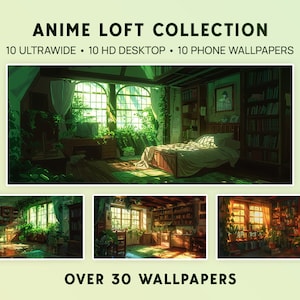 Lofi UltraWide Wallpaper - Plant Loft Wallpaper - Anime Wallpapers Pack - Studio Ghibli Wallpapers, Telefon, Desktop, Tablet, Wallpaper Pack