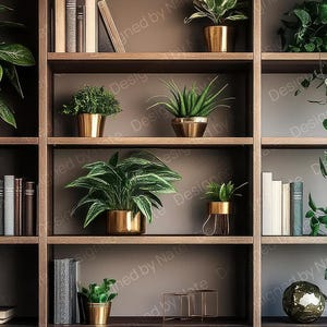 Greenery Shelf Zoom Background | Virtual Plant Shelf Office Background for Teams, Zoom, Streaming & Video Calls - digital background