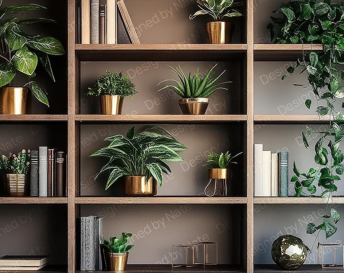 Greenery Shelf Zoom Background | Virtual Plant Shelf Office Background ...