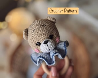 Bear Rattle Crochet Pattern, Amigurumi Teddy Bear Toy Tutorial, Plush Bear Pattern, Bear Crochet Pattern, Crochet Rattle Pattern, PDF Eng