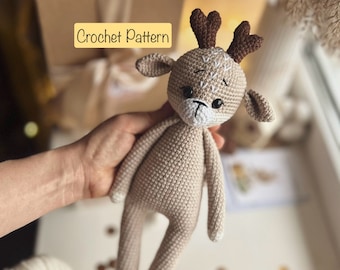 Crochet Pattern deer, Deer Amigurumi tutorial, Crochet reindeer toy, PDF English, Written pattern