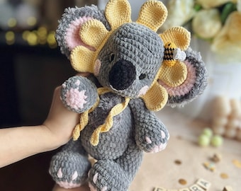 Koala Crochet Pattern, Amigurumi Koala with Headband, Cute Safari Animal Toy Tutorial, Unique Baby Shower Gift, English PDF Guide