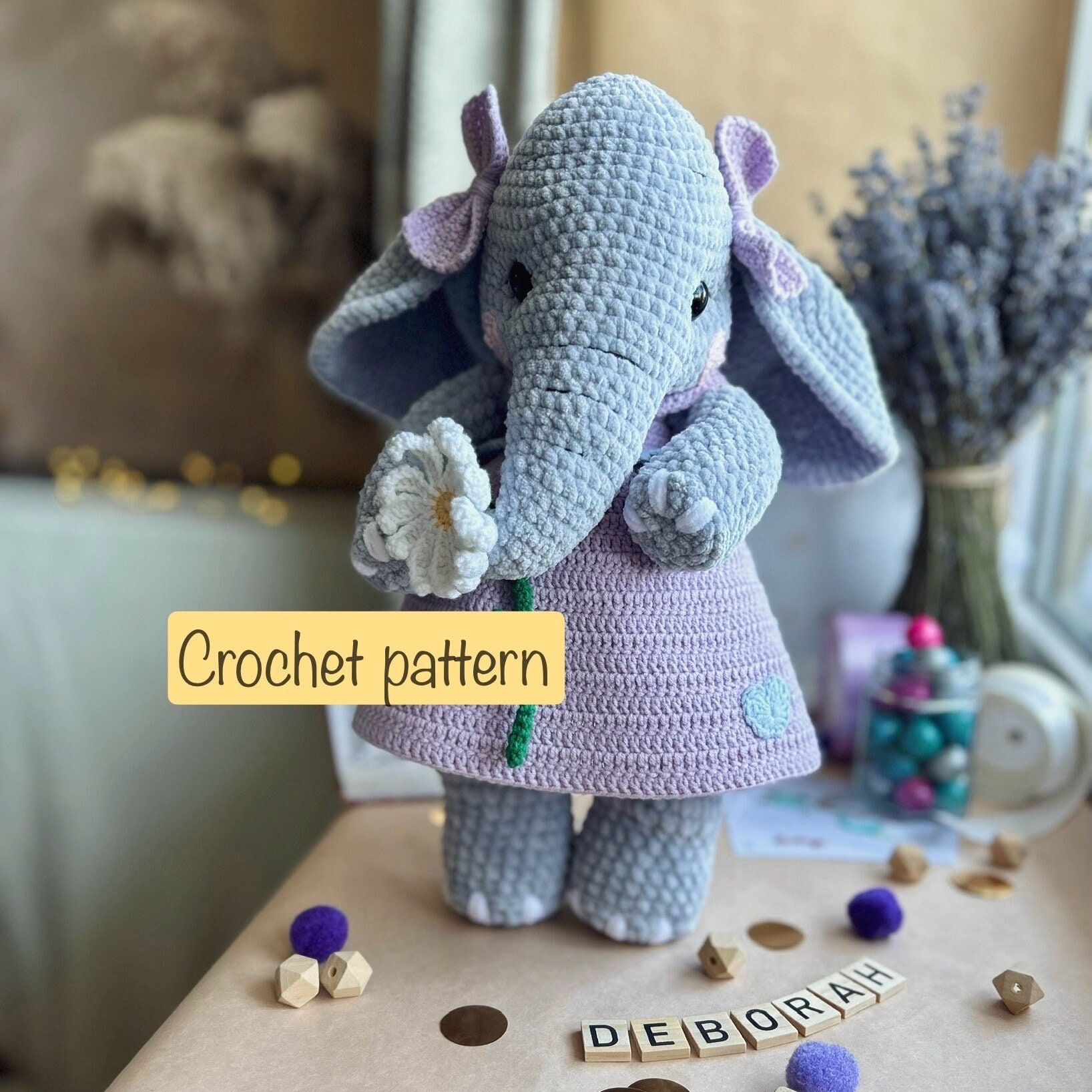 30 Elephant Crochet Patterns for Amigurumi, Plushies, Loveys, and Nursery Decor 23 Deborah the Elephant Safari Animal Pattern