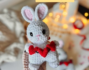 Crochet pattern: Valentines bunny, CROCHET PATTERN bunny, Plushie bunny,Pattern Rabbit, Bunny Amigurumi,Valentines toy, PDF English Language