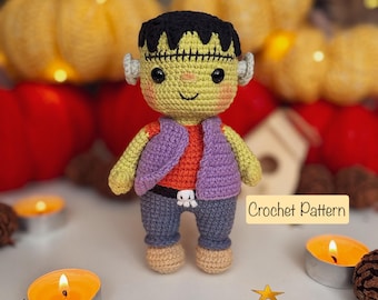 Frankenstein Crochet Pattern, Amigurumi Monster Doll Tutorial, Spooky Halloween Decor DIY, Cute Gothic Toy, Autumn Holiday Gift PDF ENG