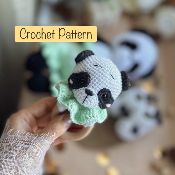 Baby rattle crochet pattern, panda rattle, rattle crochet pattern, PDF English, DIY rattle for baby, easy crochet pattern