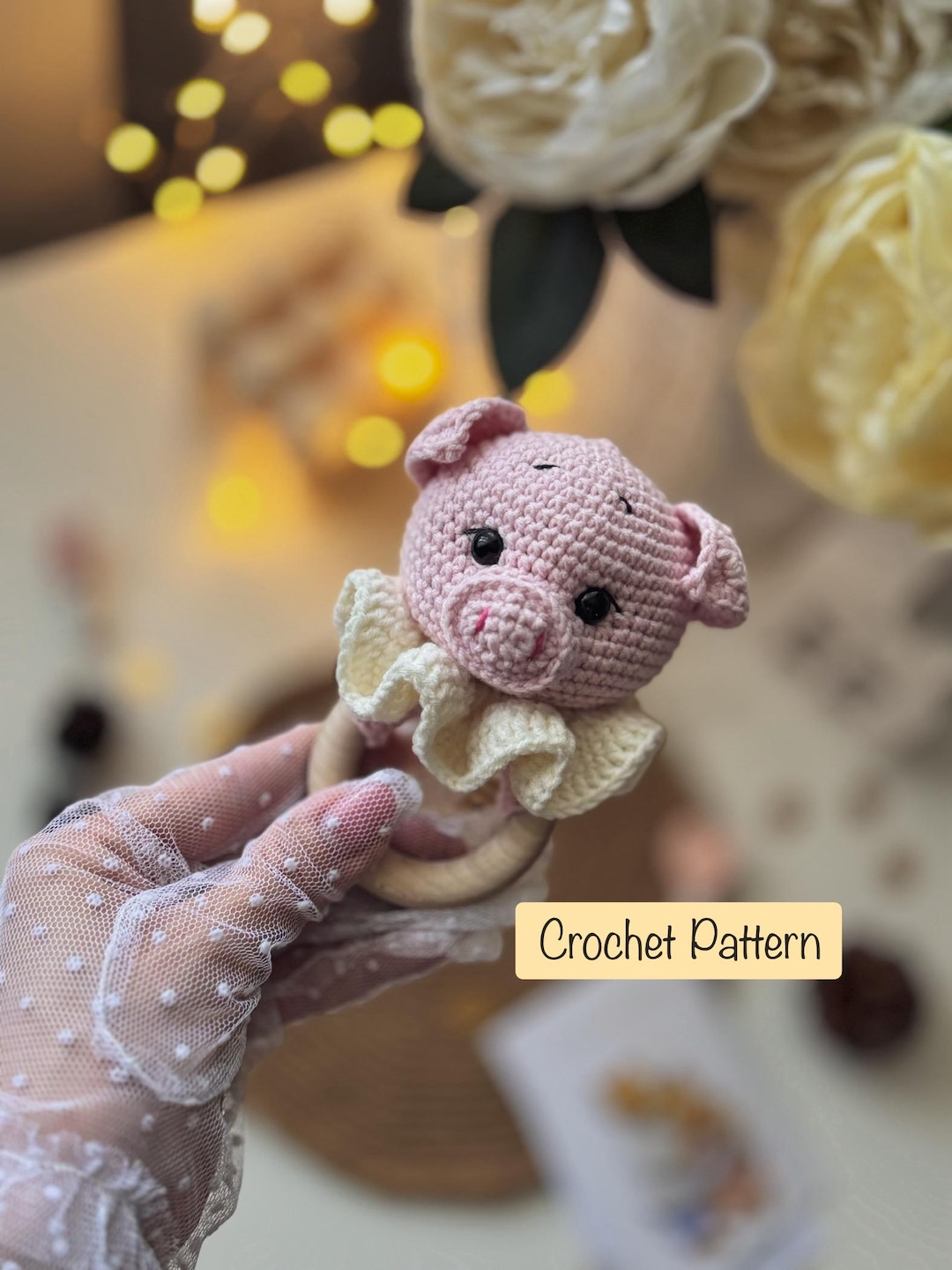 Swine Rattle Crochet Pig Rattle Pattern, Amigurumi Baby Toy Tutorial, Pig Crochet ...