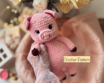Pig Crochet Pattern, Amigurumi Farm Animal Tutorial, Plushie Pig Amigurumi, Cute Stuffed Toy for Nursery, English PDF Guide